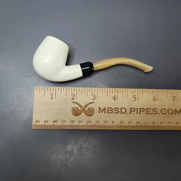 Smooth Apple w/ Yellow Stem & Case Estate Block Meerschaum Pipe, Unsmoked - Image 9
