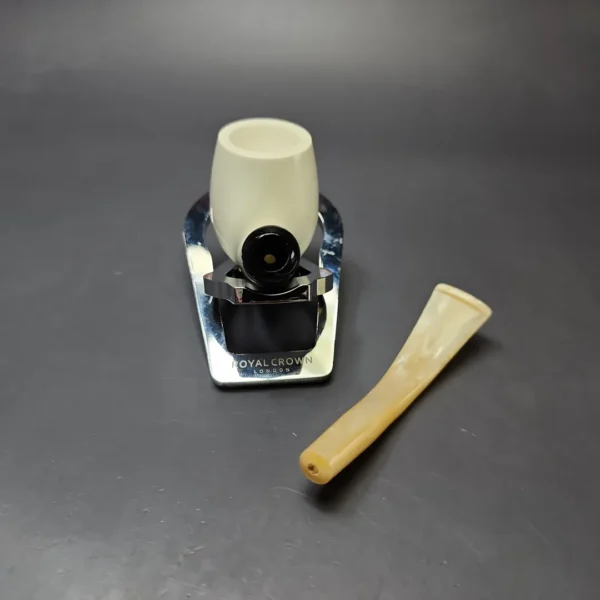 Smooth Apple w/ Yellow Stem & Case Estate Block Meerschaum Pipe, Unsmoked - Image 11