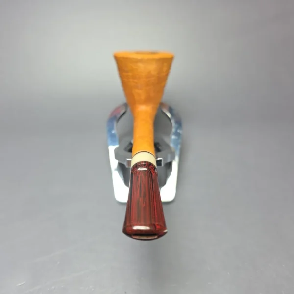 Brentegani Sandblasted Long Shank Dublin w/ Horn Handmade Briar Pipe, New - Image 5