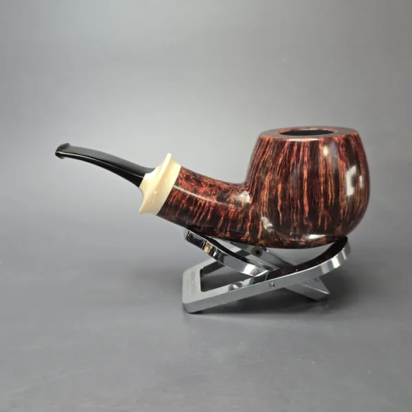 Wandi Riyadi Smooth Golden Contrast Apple w/ Ivorite Handmade Briar Pipe, New - Image 4