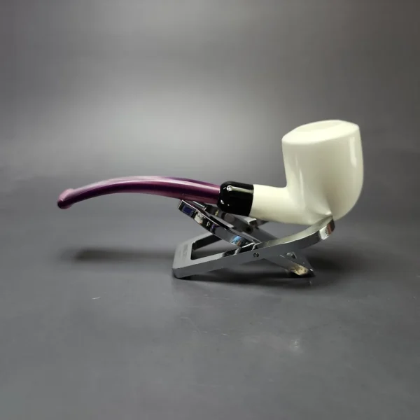 Smooth Bent Billiard Estate Block Meerschaum Pipe w/ Case, Unsmoked - Image 8