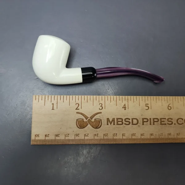 Smooth Bent Billiard Estate Block Meerschaum Pipe w/ Case, Unsmoked - Image 9