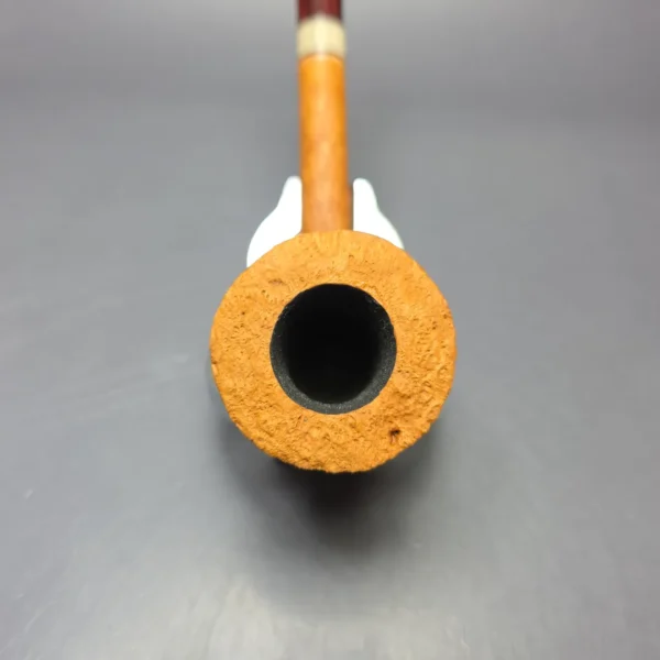 Brentegani Sandblasted Long Shank Dublin w/ Horn Handmade Briar Pipe, New - Image 6