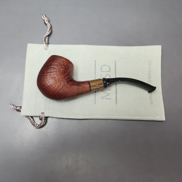 MBSD Briars by Piero Vitale Red Sandblasted Brandy w/ Zebrawood Briar Pipe, New - Image 10