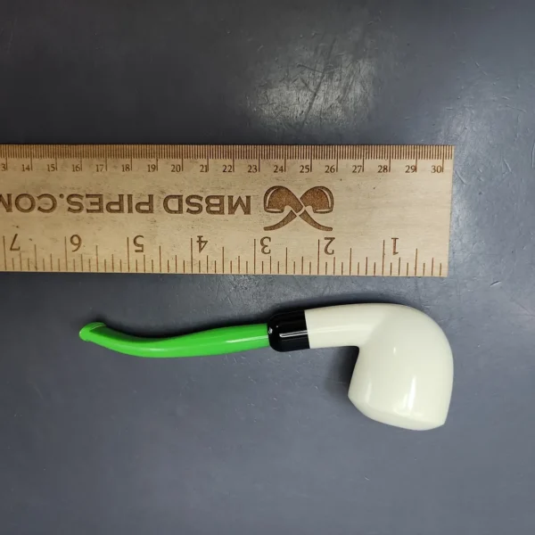 Smooth Dublin w/ Green stem & Case Estate Block Meerschaum Pipe, Unsmoked - Image 9