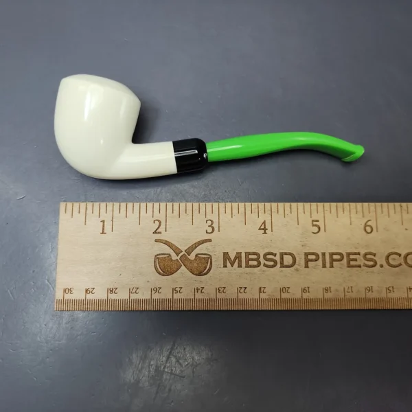 Smooth Dublin w/ Green stem & Case Estate Block Meerschaum Pipe, Unsmoked - Image 10