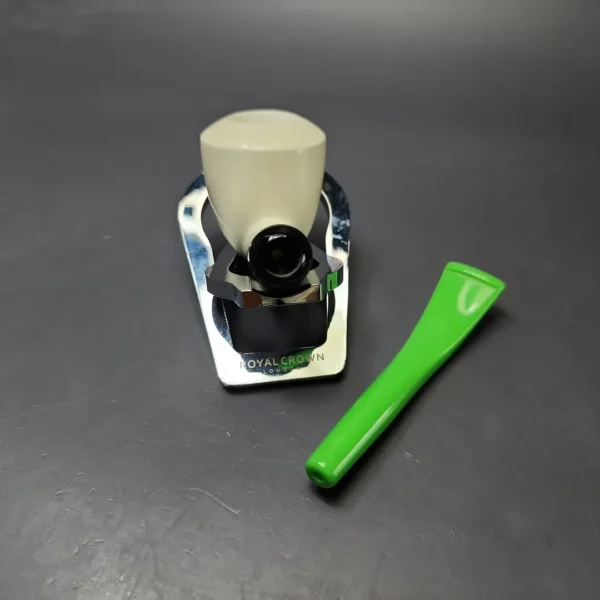 Smooth Dublin w/ Green stem & Case Estate Block Meerschaum Pipe, Unsmoked - Image 12