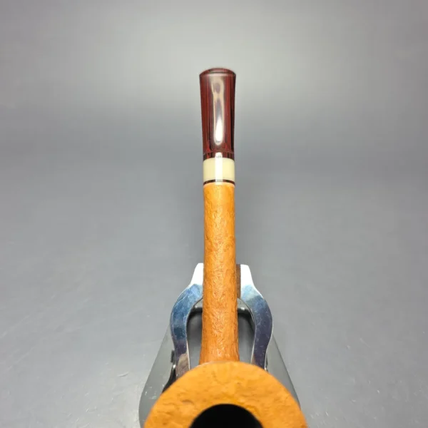 Brentegani Sandblasted Long Shank Dublin w/ Horn Handmade Briar Pipe, New - Image 7