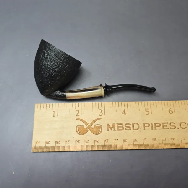 Piero Vitale Partially Sandblasted Dublin Pickaxe w/ Horn (2 Star) Handmade Briar Pipe, New - Image 10