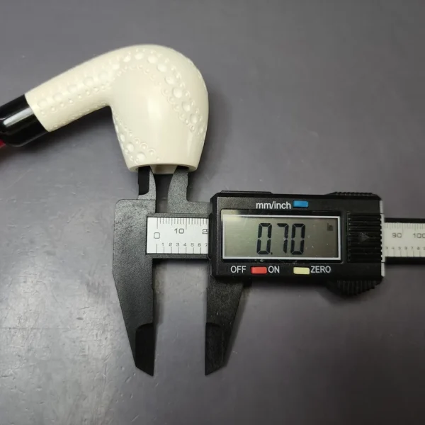 Lattice Carved Bent Billiard w/ Red Stem & Case Estate Block Meerschaum Pipe, Unsmoked - Image 10