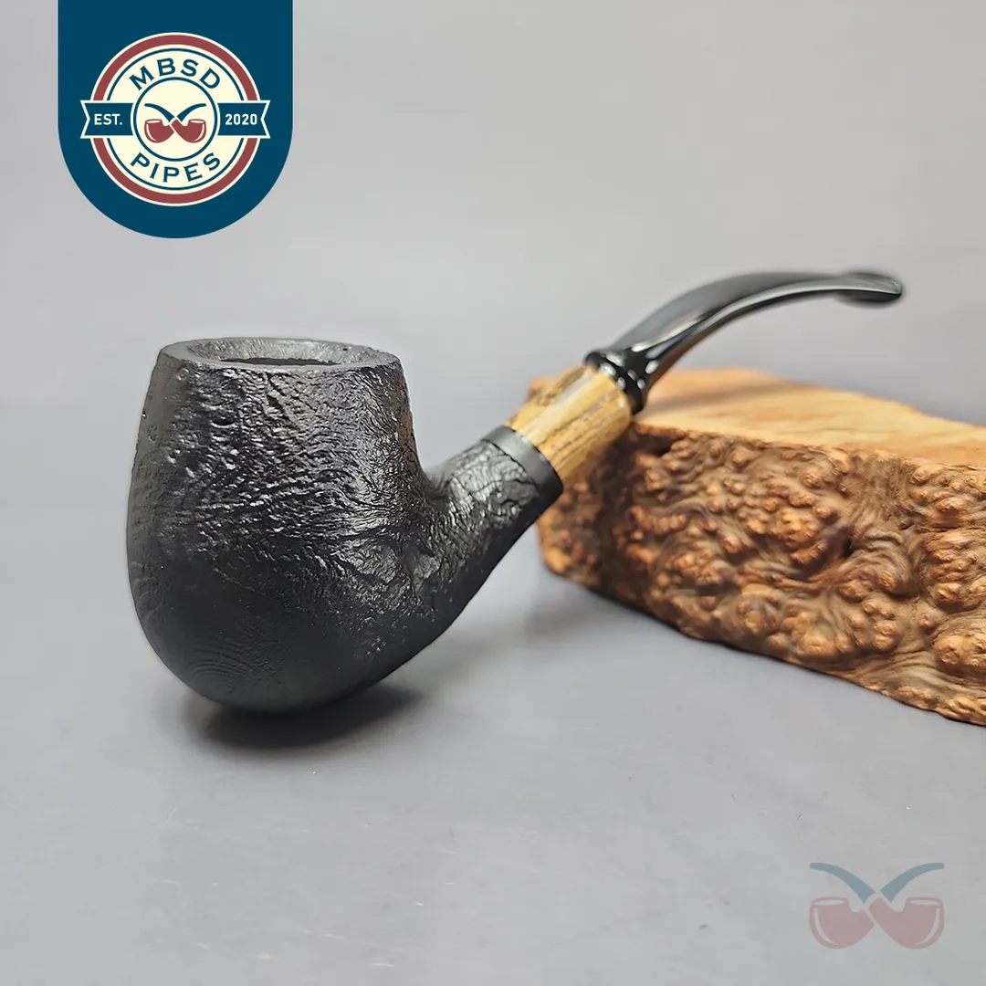 MBSD Briars by Piero Vitale Vintage Sandblasted Brandy w/ Zebrawood Briar Pipe, New