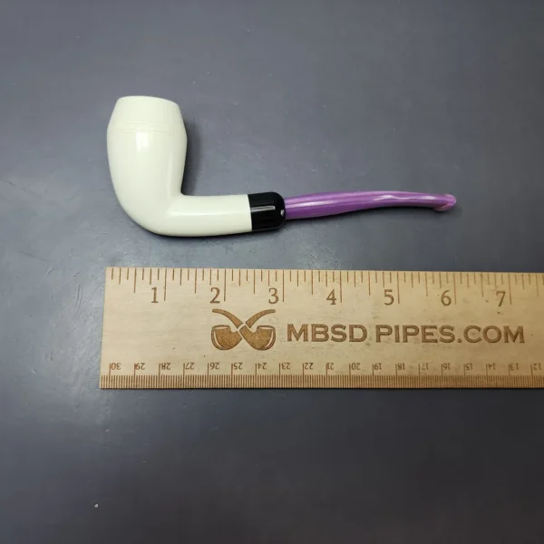 Smooth Stack Rhodesian w/ Purple Stem & Case Estate Block Meerschaum Pipe, Unsmoked - Image 9