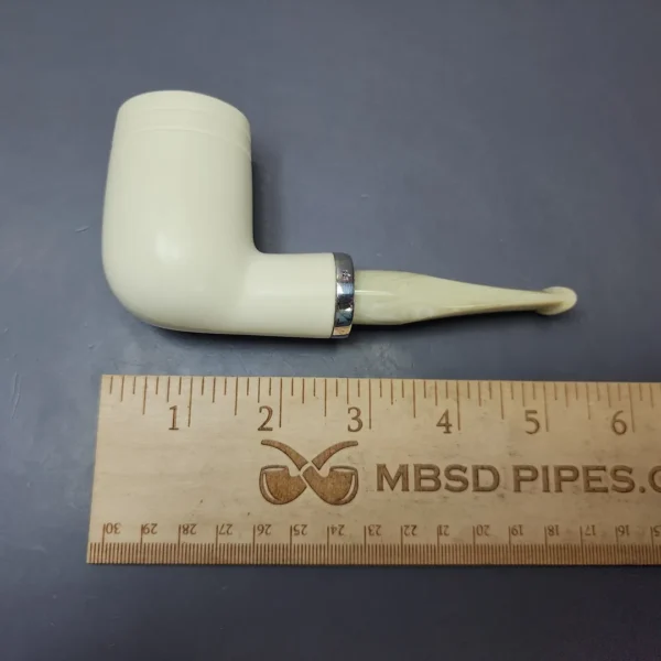 MBSD Meerschaum Silver Smooth Stack Billiard Reverse Calabash Block Meerschaum Pipe, New - Image 8