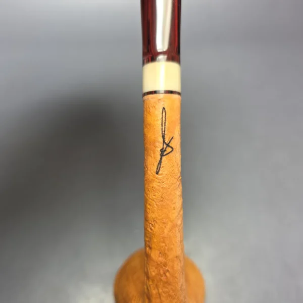 Brentegani Sandblasted Long Shank Dublin w/ Horn Handmade Briar Pipe, New - Image 9