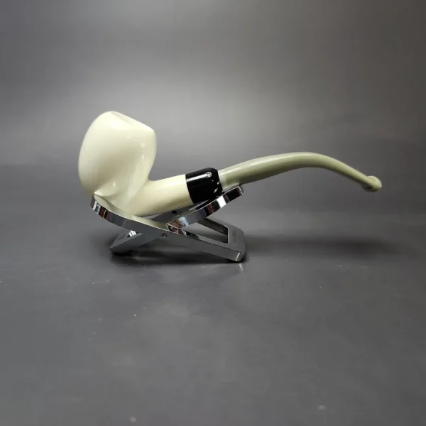 Smooth Bent Acorn Estate Block Meerschaum Pipe w/ Case, Unsmoked - Image 3