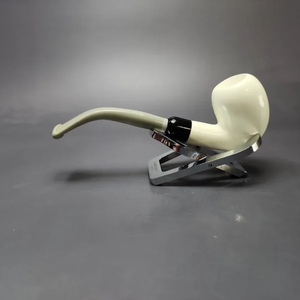 Smooth Bent Acorn Estate Block Meerschaum Pipe w/ Case, Unsmoked - Image 8