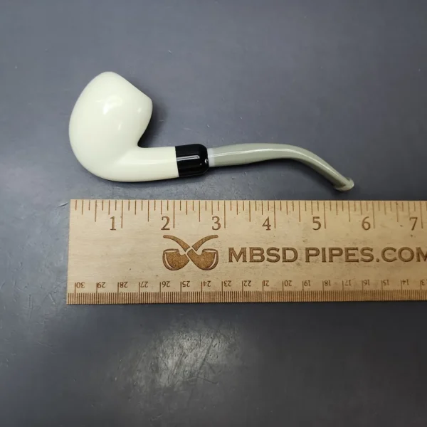 Smooth Bent Acorn Estate Block Meerschaum Pipe w/ Case, Unsmoked - Image 9
