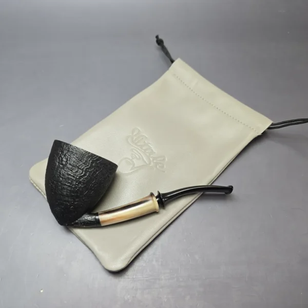 Piero Vitale Partially Sandblasted Dublin Pickaxe w/ Horn (2 Star) Handmade Briar Pipe, New - Image 13