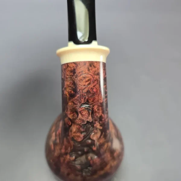 Wandi Riyadi Smooth Golden Contrast Apple w/ Ivorite Handmade Briar Pipe, New - Image 9