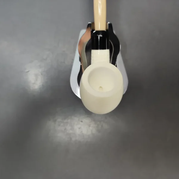 Partial Lattice Bent Billiard Estate Block Meerschaum Pipe w/ Case, Unsmoked - Image 5