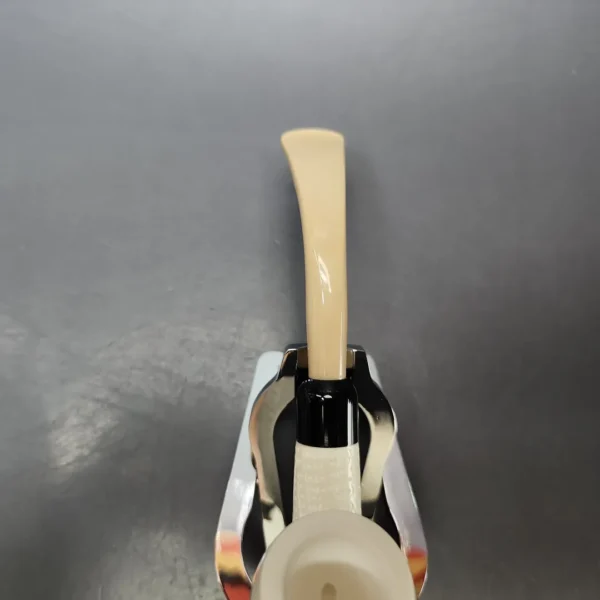 Partial Lattice Bent Billiard Estate Block Meerschaum Pipe w/ Case, Unsmoked - Image 6