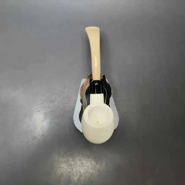 Partial Lattice Bent Billiard Estate Block Meerschaum Pipe w/ Case, Unsmoked - Image 7