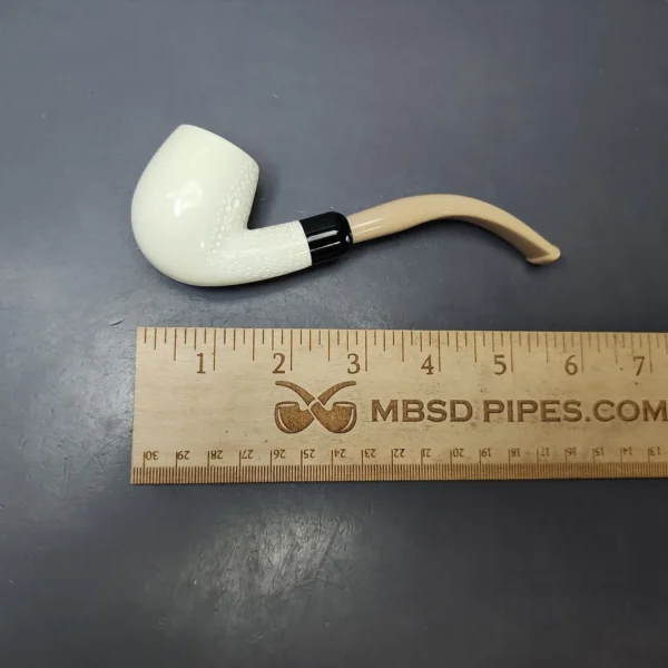 Partial Lattice Bent Billiard Estate Block Meerschaum Pipe w/ Case, Unsmoked - Image 9