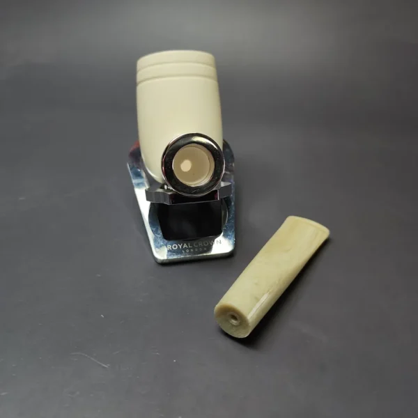 MBSD Meerschaum Silver Smooth Stack Billiard Reverse Calabash Block Meerschaum Pipe, New - Image 10