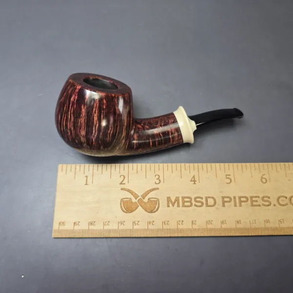 Wandi Riyadi Smooth Golden Contrast Apple w/ Ivorite Handmade Briar Pipe, New - Image 10