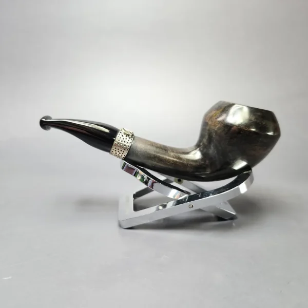 Nording Silver Classic Smooth Rhodesian Horn Estate Briar Pipe, Unsmoked - Image 7