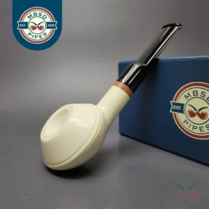 MBSD Meerschaum Deluxe Smooth Squat Rhodesian Block Meerschaum Pipe, New