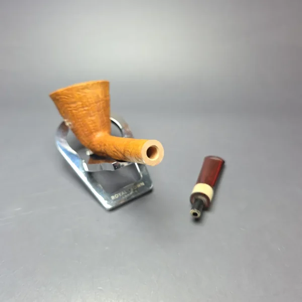 Brentegani Sandblasted Long Shank Dublin w/ Horn Handmade Briar Pipe, New - Image 12