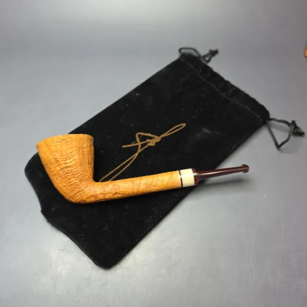 Brentegani Sandblasted Long Shank Dublin w/ Horn Handmade Briar Pipe, New - Image 13
