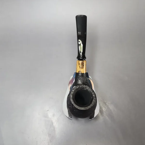 MBSD Briars by Piero Vitale Vintage Sandblasted Brandy w/ Zebrawood Briar Pipe, New - Image 6