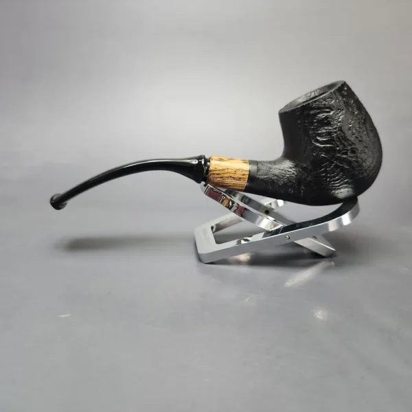 MBSD Briars by Piero Vitale Vintage Sandblasted Brandy w/ Zebrawood Briar Pipe, New - Image 7