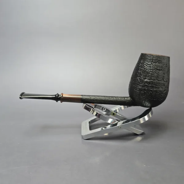 Piero Vitale Partially Sandblasted Pencil Shank Lovat w/ Horn Handmade Briar Pipe, New - Image 4