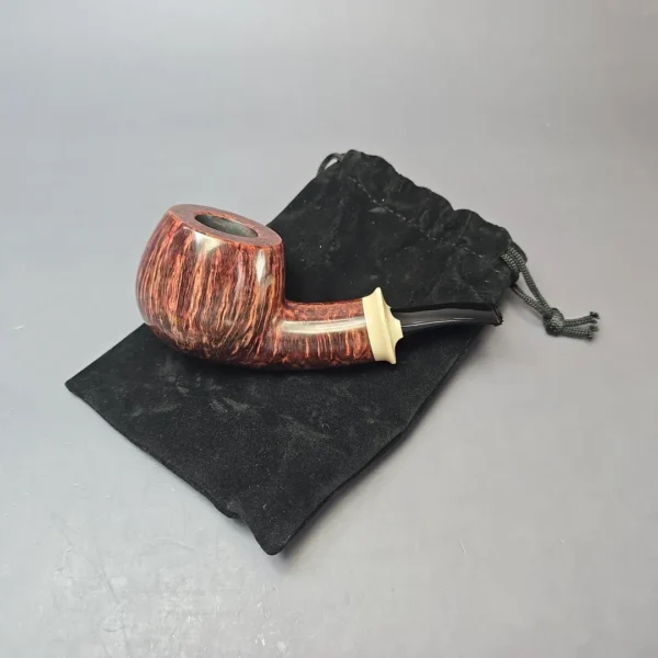 Wandi Riyadi Smooth Golden Contrast Apple w/ Ivorite Handmade Briar Pipe, New - Image 12