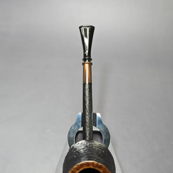 Piero Vitale Partially Sandblasted Pencil Shank Lovat w/ Horn Handmade Briar Pipe, New - Image 7