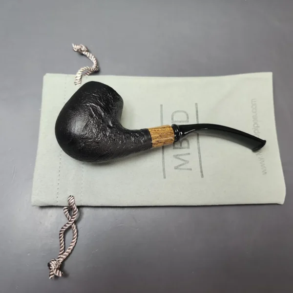 MBSD Briars by Piero Vitale Vintage Sandblasted Brandy w/ Zebrawood Briar Pipe, New - Image 11