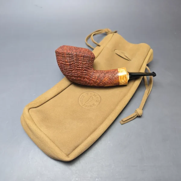 Yang Kun Sandblasted Dublin w/ Masur Birch Handmade Briar Pipe, New - Image 13