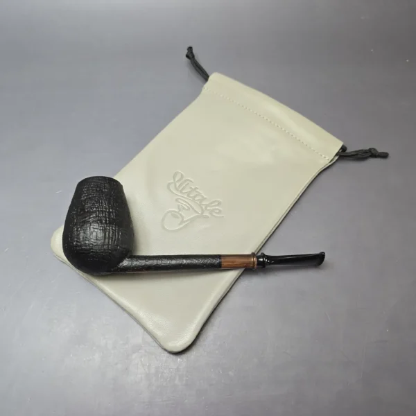 Piero Vitale Partially Sandblasted Pencil Shank Lovat w/ Horn Handmade Briar Pipe, New - Image 13