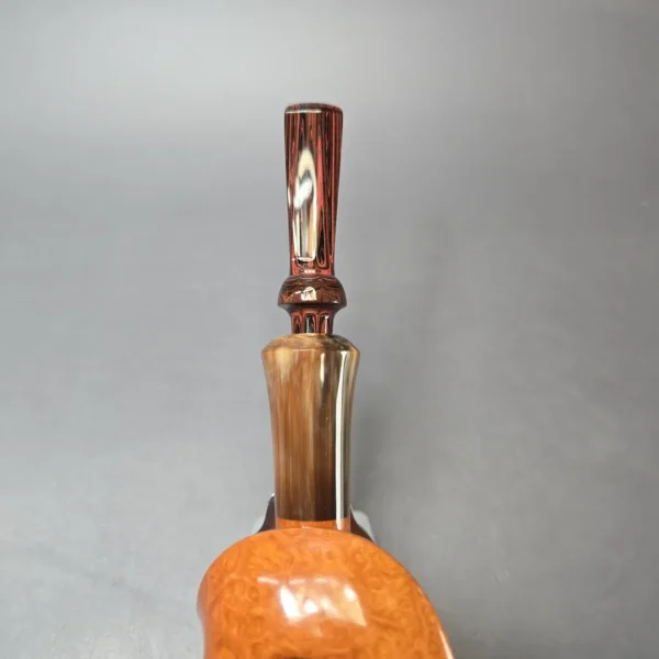 Yang Kun Signature Grade XL Smooth Asymmetric Dublin w/ Horn Handmade Briar Pipe, New - Image 6