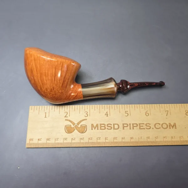 Yang Kun Signature Grade XL Smooth Asymmetric Dublin w/ Horn Handmade Briar Pipe, New - Image 9
