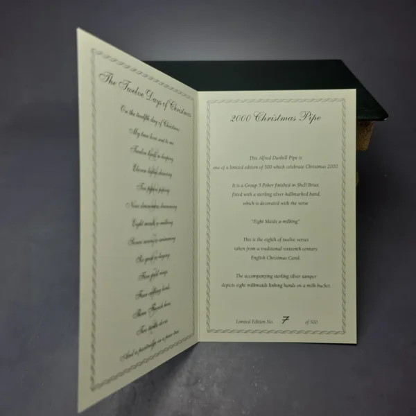 Dunhill Christmas 2000 Shell Briar Sandblasted Poker w/ Case & Tamper (7/500) Estate Briar Pipe, Unsmoked - Image 16