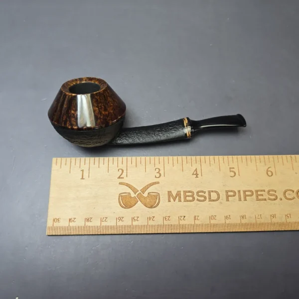 Piero Vitale Partially Sandblasted Rhodesian (2 Star) Handmade Briar Pipe, New - Image 9