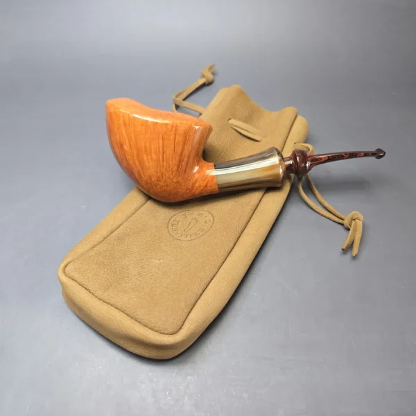 Yang Kun Signature Grade XL Smooth Asymmetric Dublin w/ Horn Handmade Briar Pipe, New - Image 12