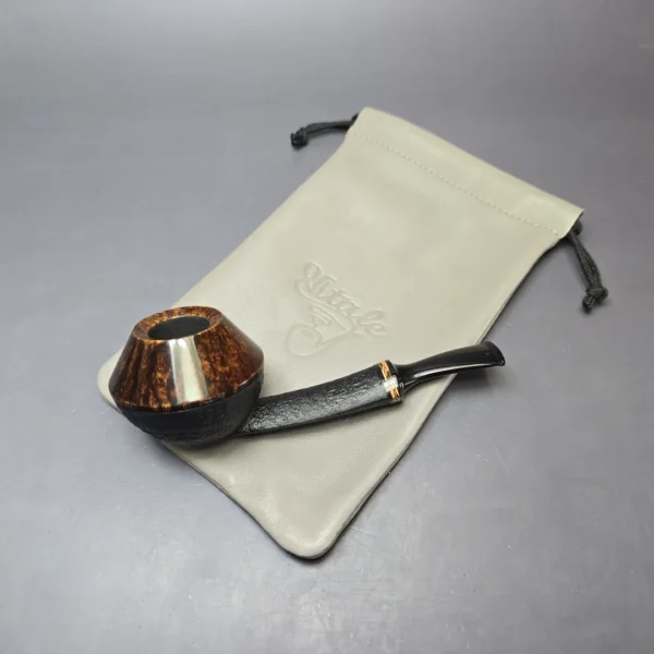 Piero Vitale Partially Sandblasted Rhodesian (2 Star) Handmade Briar Pipe, New - Image 12