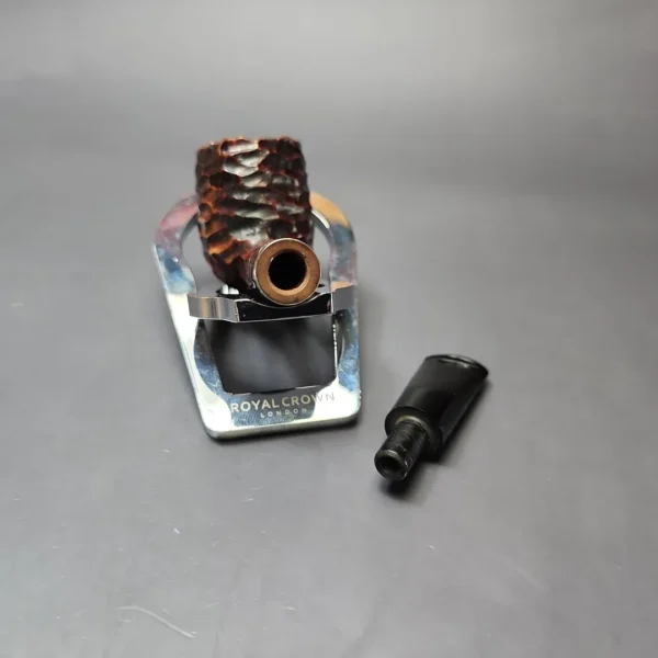 Peterson Junior Nickel Mounted Rusticated Nosewarmer Estate Briar Pipe, Irish Estates - Image 11