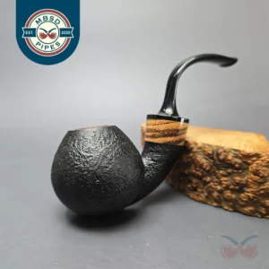 Piero Vitale Sandblasted Bent Apple w/ Zebrawood (2 Star) Handmade Briar Pipe, New
