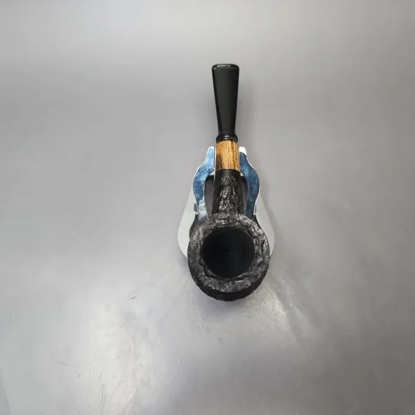 MBSD Briars by Piero Vitale Black Rusticated Billiard w/ Olivewood Briar Pipe, New - Image 6